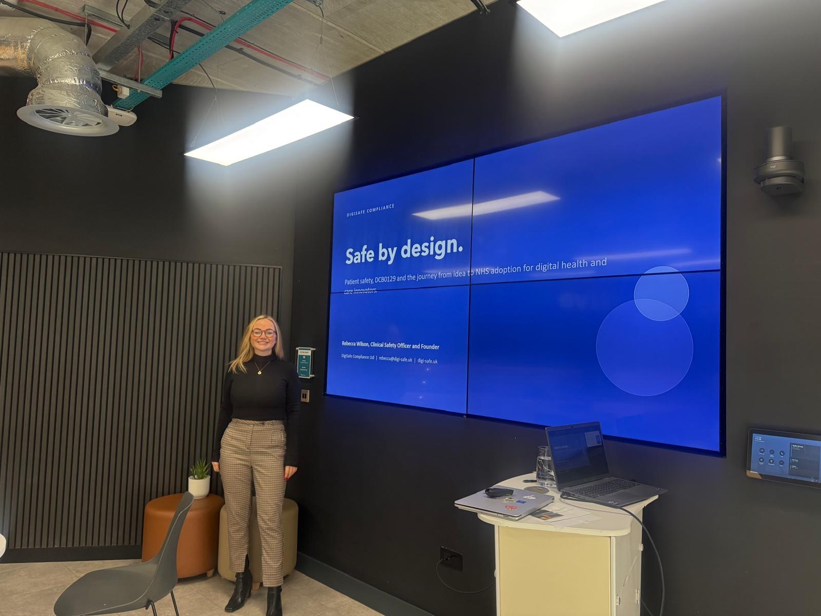 Rebecca Wilson presenting 'Safe by design' — DCB0129 and the journey to NHS adoption